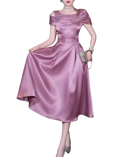 Brc By Burryco Off-the-shoulder Midi Dress In Purple