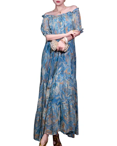 Brc By Burryco Off-the-shoulder Maxi Dress In Blue