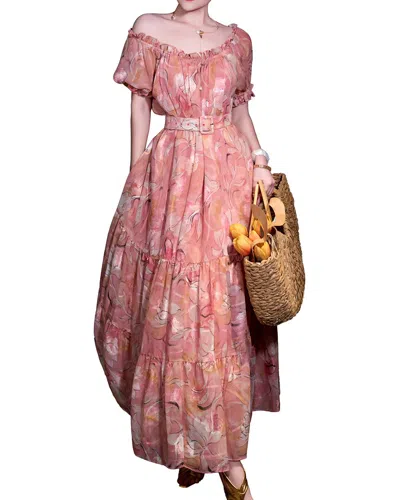 Brc By Burryco Off-the-shoulder Maxi Dress In Pink