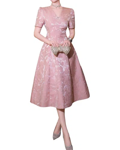 Brc By Burryco Short Sleeve Embellished Midi Dress In Pink