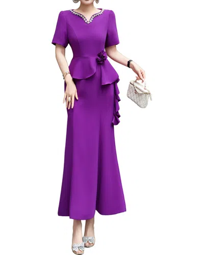 Brc By Burryco Short Sleeve Maxi Dress In Purple