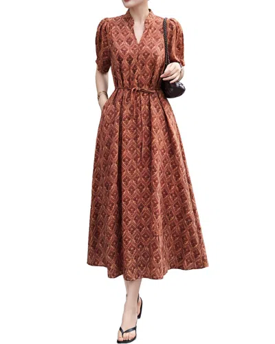 Brc By Burryco Short Sleeve Midi Dress In Brown