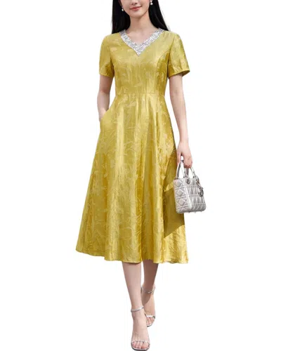 Brc By Burryco Short Sleeve Midi Dress In Gold