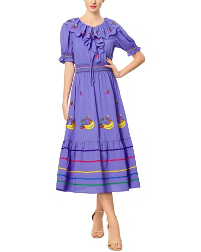 Brc By Burryco Short Sleeve Midi Dress In Purple