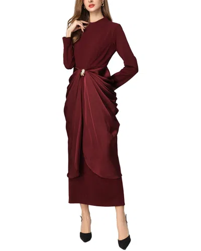 Brc By Burryco Solid Midi Dress In Burgundy