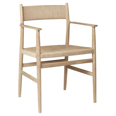 Pre-owned Brdr. Krüger Arv Dining Chair W/armrests By David Thulstrup In White Oak, Woven Seat And Back