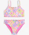 Breaking Waves Big Girls 2-pc. Crochet Heart-print Swimsuit In Multi