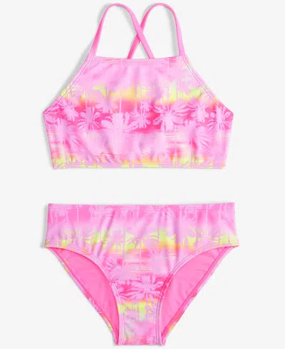 Breaking Waves Kids' Big Girls 2-pc. Miami Dawn Printed Swimsuit In Pink