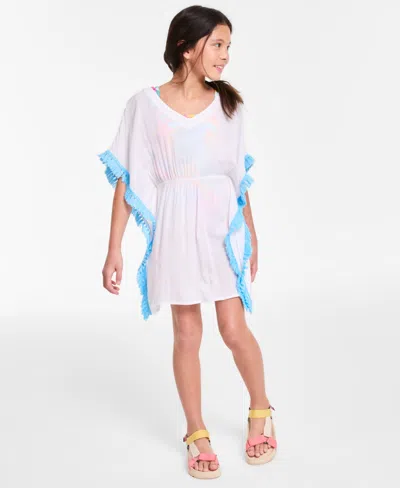 Breaking Waves Kids' Big Girls Fringe Kimono Cover-up In White