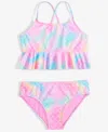 Breaking Waves Big Girls Peplum Tankini Top & Scoop Bottom Swimsuit In Multi