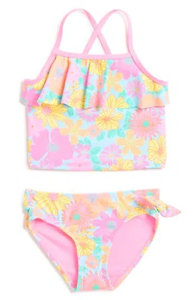 Breaking Waves Kids' Bow Tankini Two-piece Swimsuit In Pink