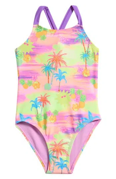 Breaking Waves Kids' Bungee Back Swimsuit In Multi