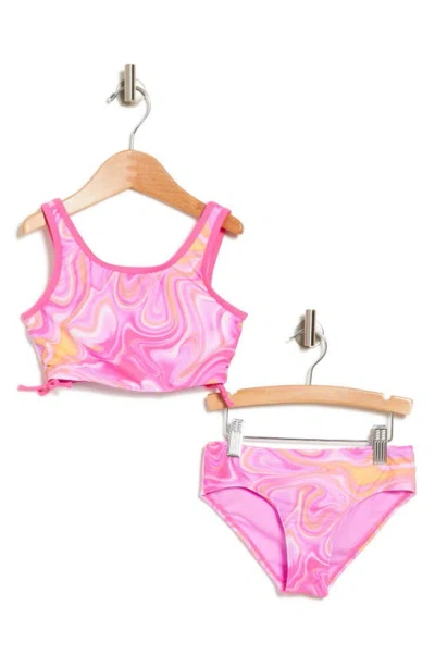 Breaking Waves Kids' Marble Two-piece Bikini Swimsuit In Pink