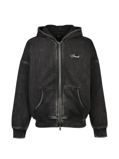 Breath Bleached-effect Zip-up Hoodie In Black