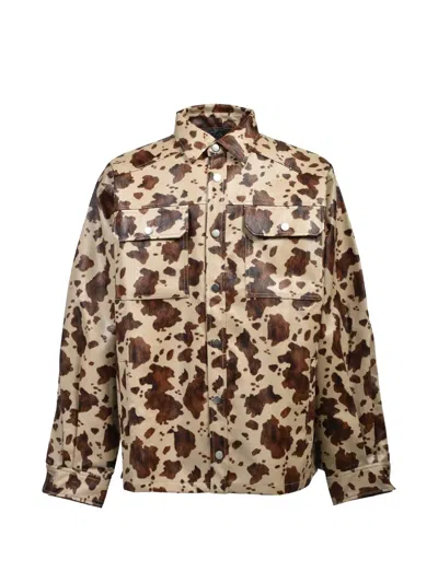 Breath Buttoned Horse-print Shirt In Brown