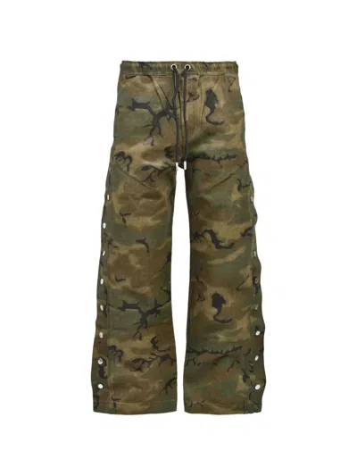 Breath Camouflage-print Press-stud Trousers In Green