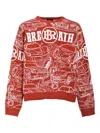 Breath Car-pattern Sweater In Red