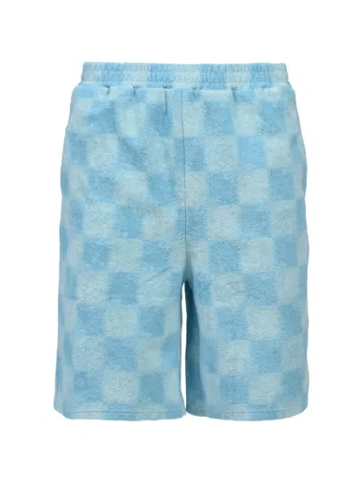 Breath Checkerboard-pattern Terry-cloth Shorts In Blue