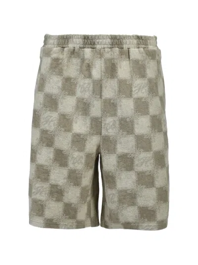 Breath Checkerboard-pattern Terry-cloth Shorts In Gray