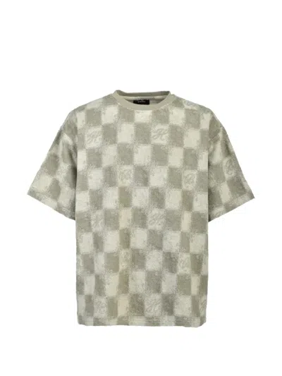 Breath Checkered Terry-cloth T-shirt In Gray