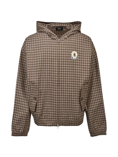 Breath Check-pattern Hooded Jacket In Neutral