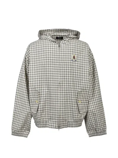 Breath Check-pattern Logo-patch Jacket In Green