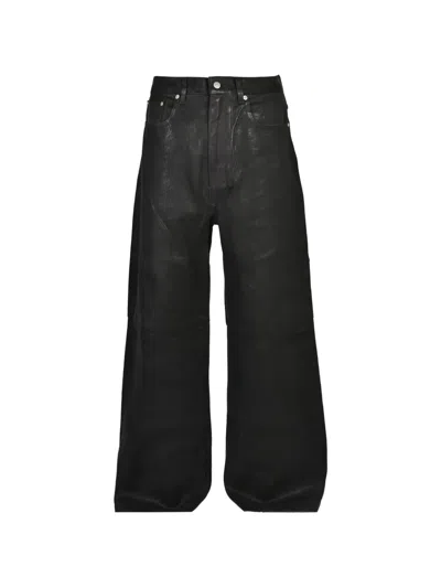 Breath Coated Flared-hem Jeans In Black