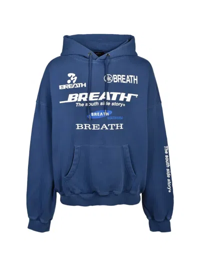Breath Company Graphic-print Hoodie In Blue