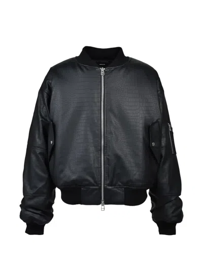 Breath Croc-embossed Bomber Jacket In Black