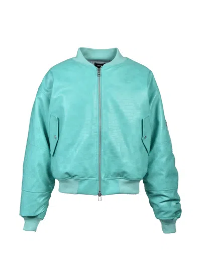 Breath Crocodile-effect Bomber Jacket In Green
