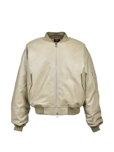 Breath Crocodile-effect Bomber Jacket In Neutral