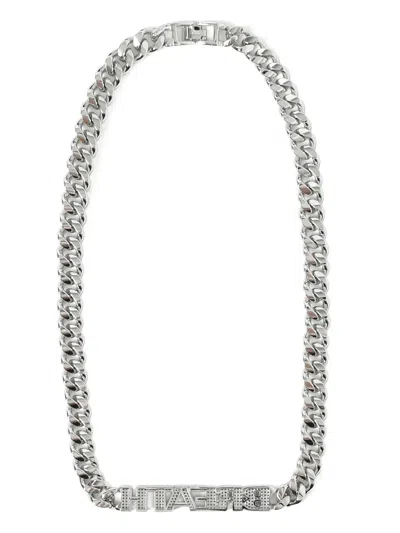Breath Cuban-link Crystal-embellished Necklace In Silver