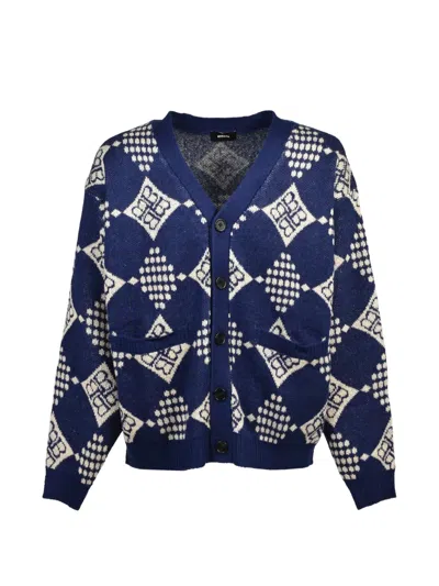 Breath Diamond-knit Cardigan In Blue