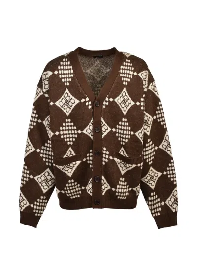 Breath Diamond-knit Cardigan In Brown