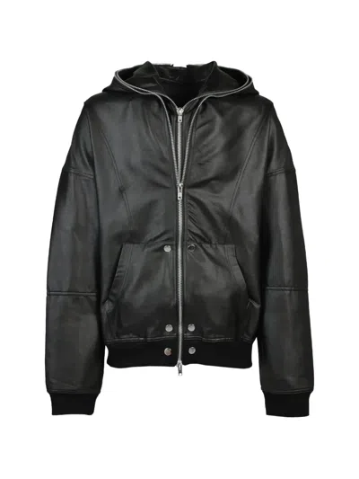 Breath Double-layered Hooded Bomber Jacket In Blue