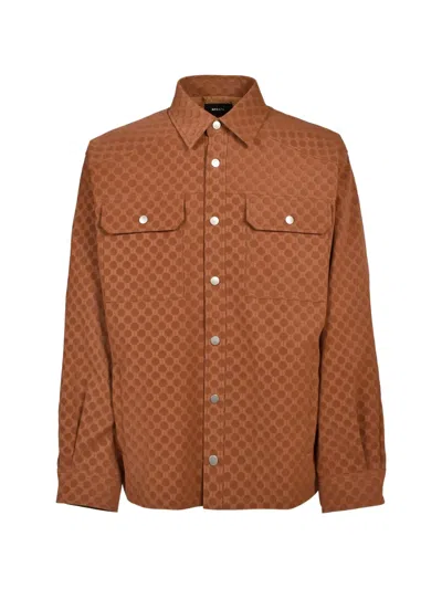 Breath Embossed Faux-suede Shirt In Brown