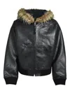 Breath Faux-fur Bomber Jacket In Black