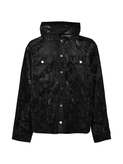 Breath Faux-leather Hooded Jacket In Black