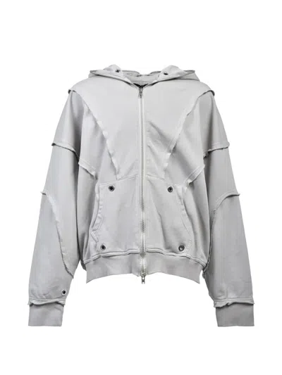 Breath Frayed Zip-up Hoodie In Gray
