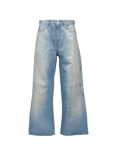 Breath Glitter-coated Distressed Jeans In Blue
