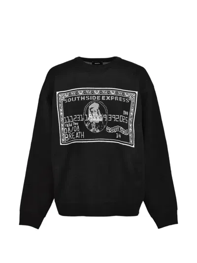 Breath Graphic-print Crew-neck Sweater In Black