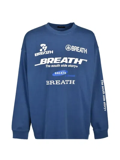 Breath Graphic-print Long-sleeve T-shirt In Blue
