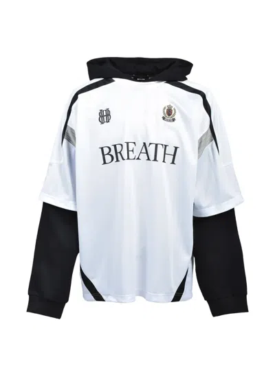 Breath Layered Logo Hoodie In White
