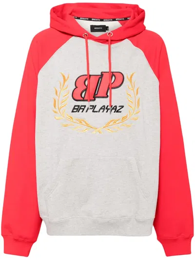 Breath Logo-embroidered Hoodie In Red