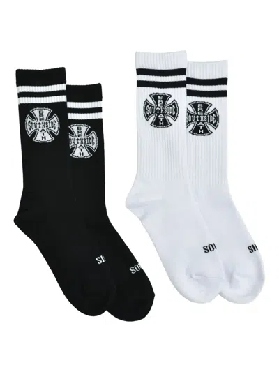 Breath Logo-jacquard Socks (pack Of Two) In Black