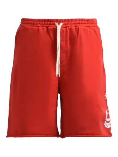 Breath Logo-print Raw-hem Shorts In Red