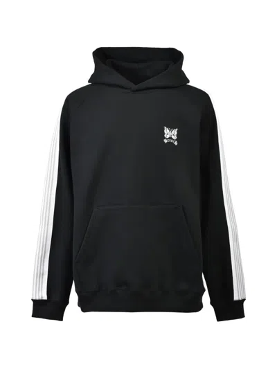 Breath Logo-embroidered Side-stripe Hoodie In Black