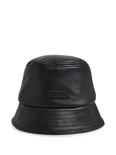 Breath Logo-plaque Leather Bucket Hat In Black