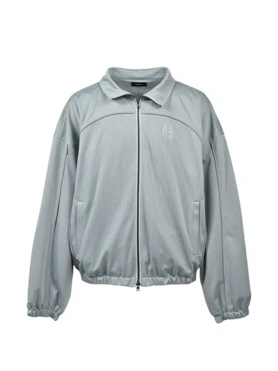 Breath Mesh Logo-embroidered Jacket In Gray