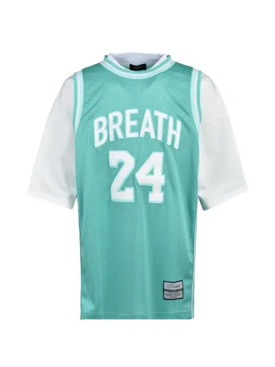 Breath Mesh-layered T-shirt In Blue